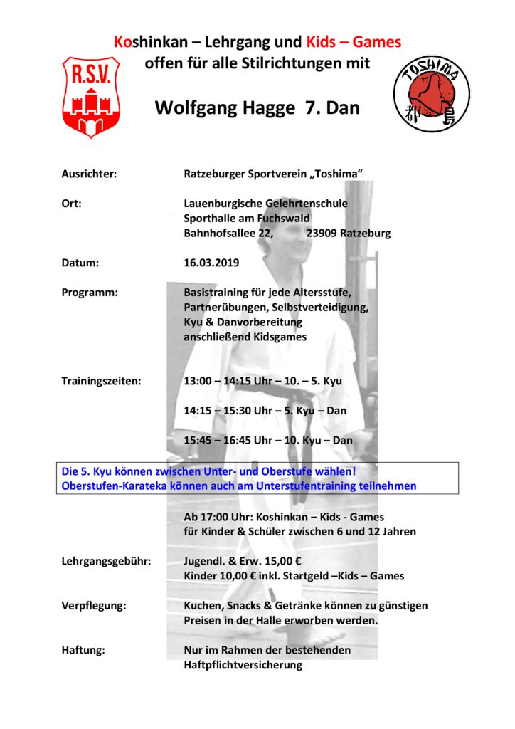 Koshinkan Lehrgang und Kidsgames auch dieses Jahr in Ratzeburg!