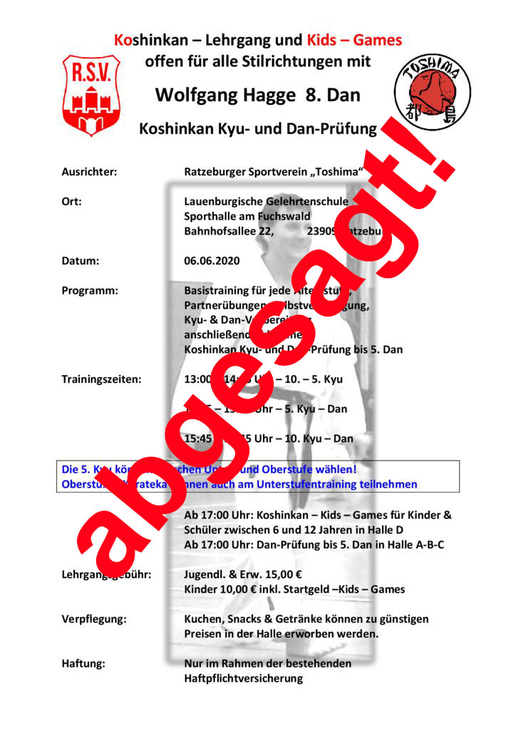 Update: Lehrgang mit Wolfgang fällt dieses Jahr aus!
