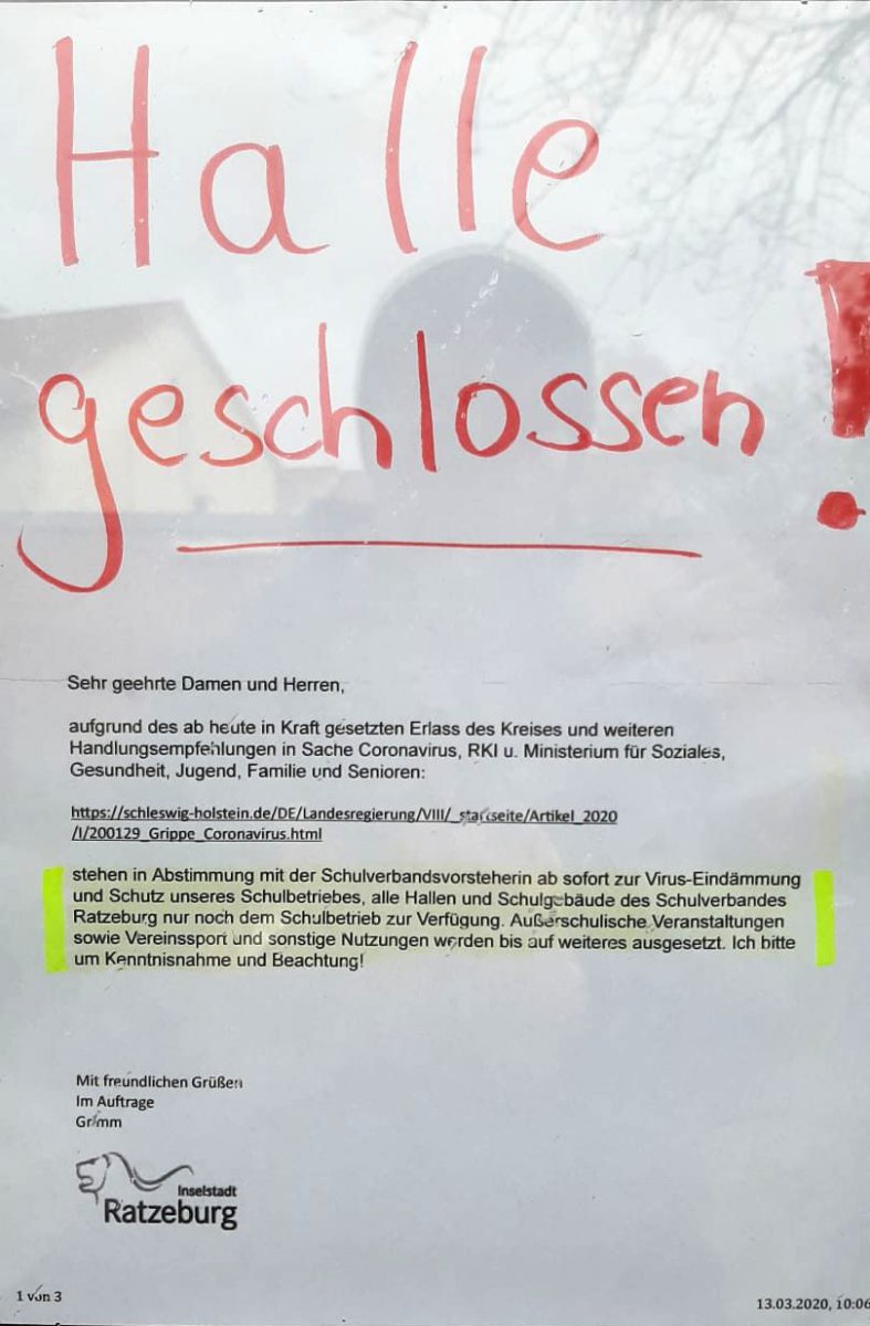 Corona: Kein Training!
